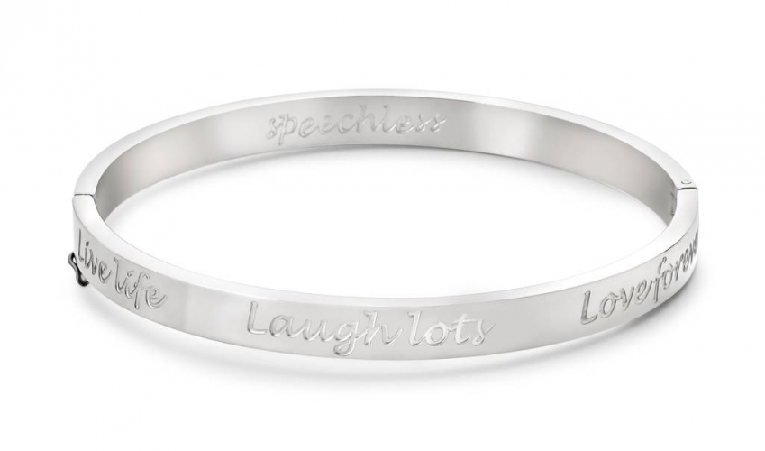 Cadeautip armband live life, laugh lots, love forever witgoud