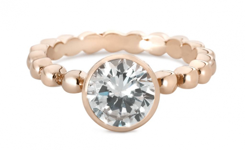 Cadeautip speechless jewelry ring bolletjes met zirkonia steen rosegoud