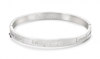 Cadeau Armband - live life, laugh lots, love forever - witgoud