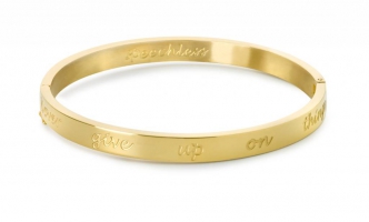 Cadeau Armband - never give up on things that make you smile - geelgoud