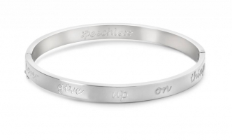 Cadeau Armband - never give up on things that make you smile - witgoud
