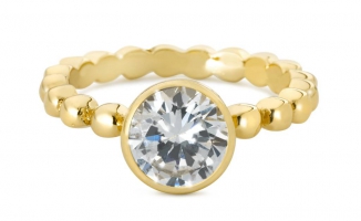 Cadeau Speechless Jewelry - Ring - bolletjes met zirkonia steen - geelgoud